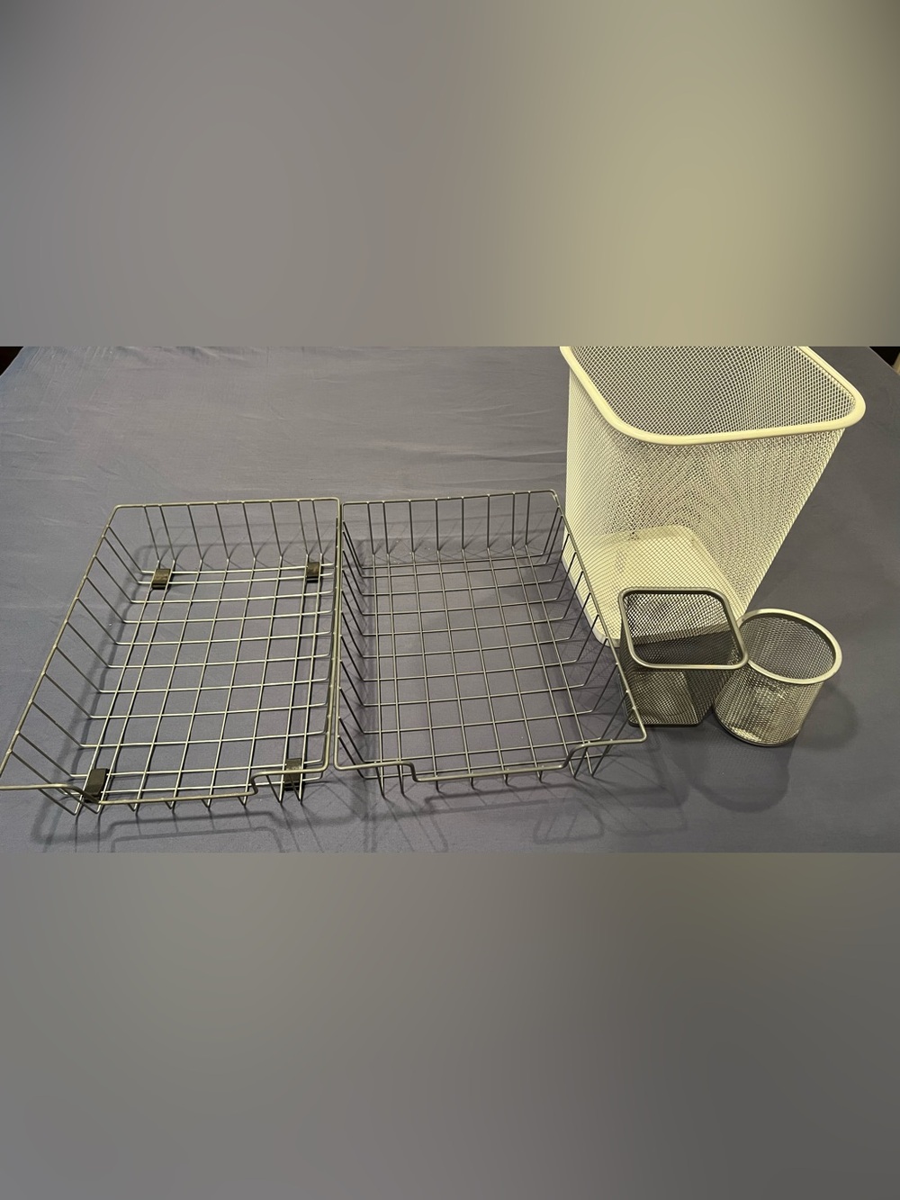 Neutral Gray Mesh & Wire  office Organizer Set